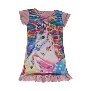 Lisa Frank Unicorn Nightgown Rainbow‎ Pastel Sleepwear Dress Girls 8
